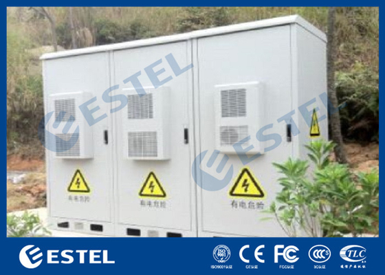 China Armário exterior de três telecomunicações do compartimento com os três condicionadores de ar refrigerando da capacidade 1000W fornecedor